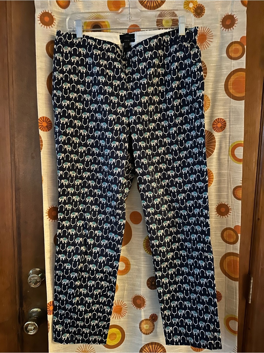 J. Crew Navy Patterned with Multicolor Elephant Print